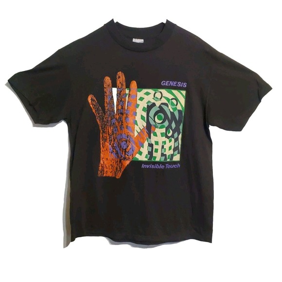 Vintage GENESIS T Shirt 1987 Invisible Touch tour concert 50/50 Size Large - Picture 2 of 10